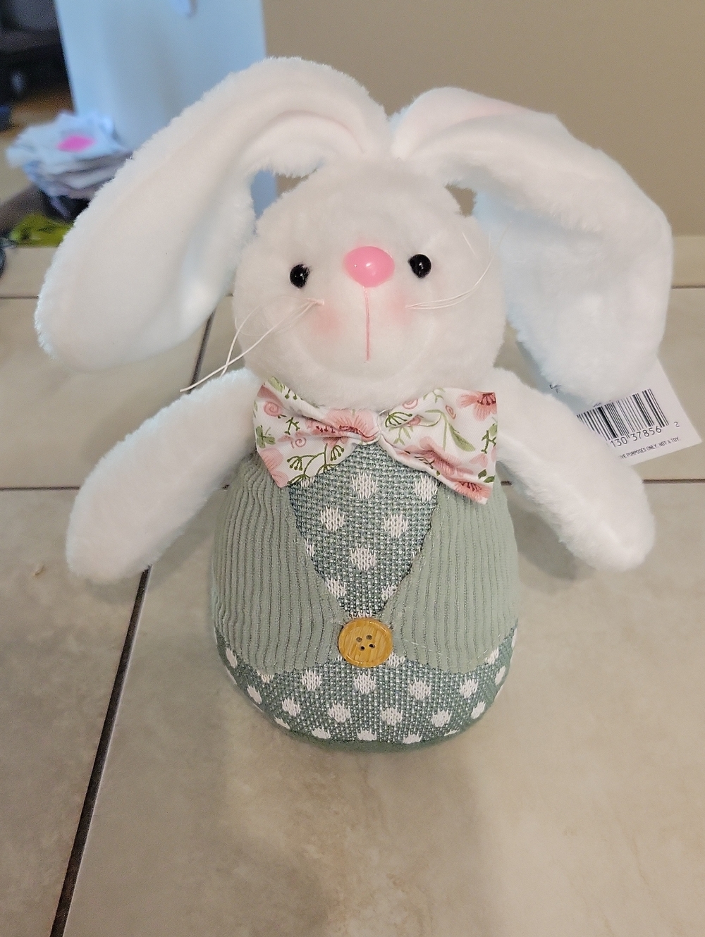 8in Country Bunny Table Decor Standing Stuffed Dressed NWT